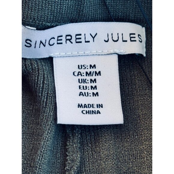 Sincerely Jules Pants Medium Ribbed Olive Green Knit Wide Leg - Picture 4 of 10